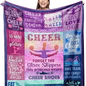 Cheer -Themed Kids Blanket - Purple and Pink Girls gift NEW